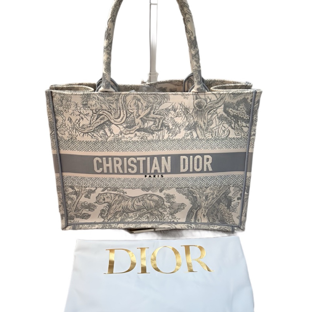 Medium Dior Beige and Gray Book Tote (Dust bag and Paper bag included) - Picture 2 of 5